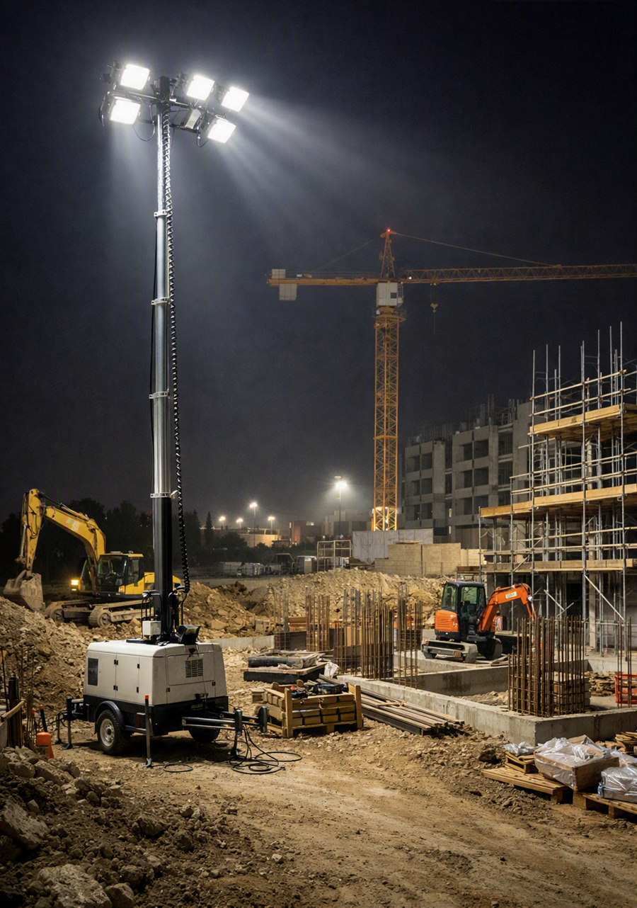 Noleggio torri faro: soluzioni pratiche per cantieri ed eventi in spazi aperti